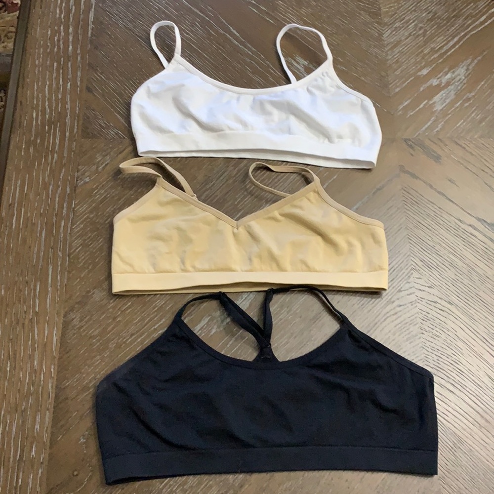 Maidenform set of 3, white, black and nude sports training bras Size XL